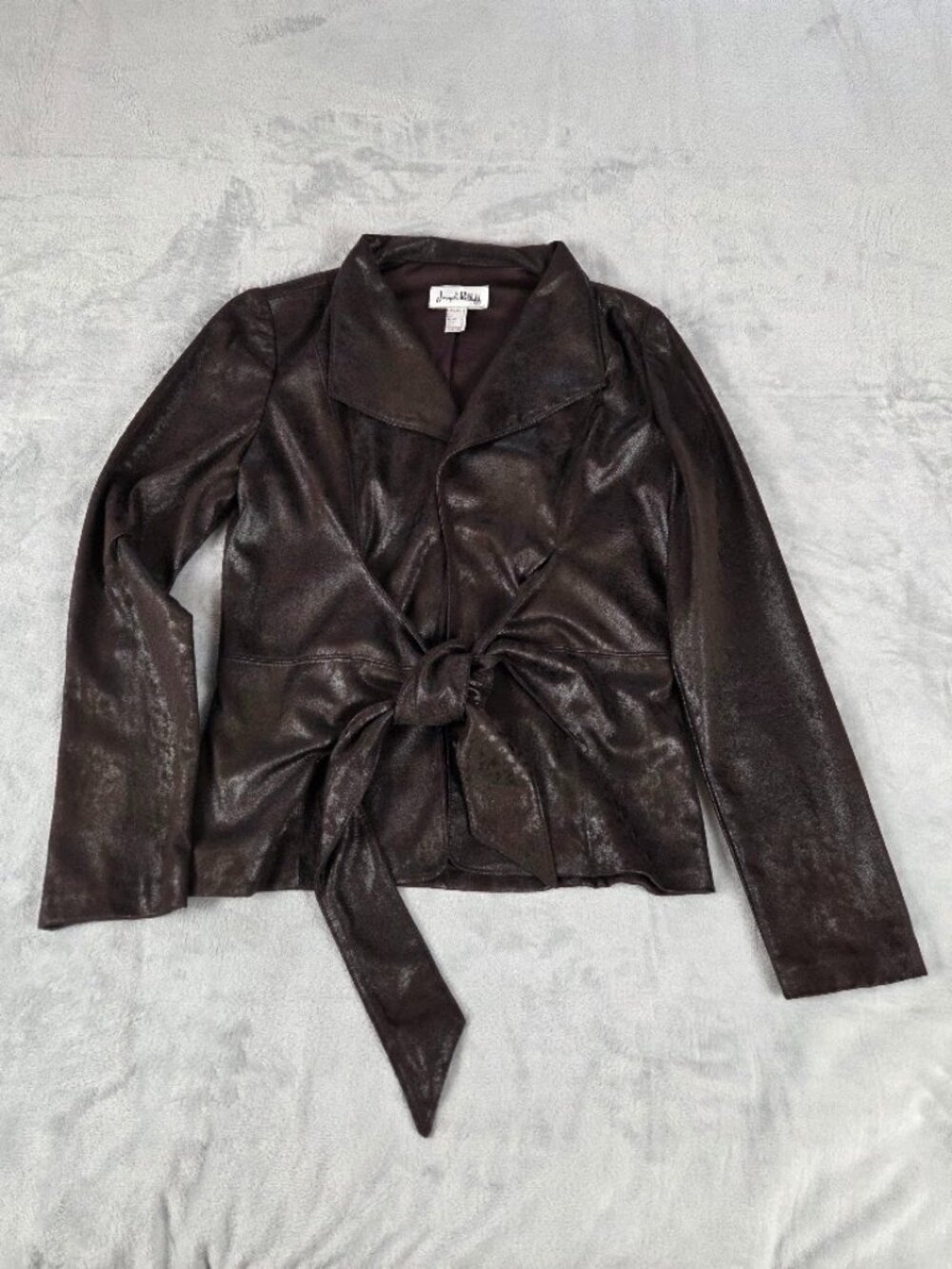 Joseph Ribkoff Faux Leather Tie-Front Wrap Jacket Espresso Brown Women 6, Canada